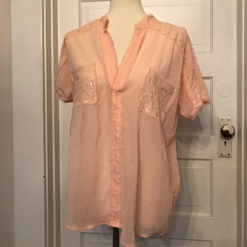 Peach Gimmicks Sheer Top